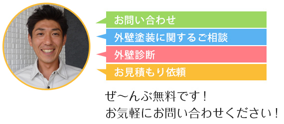 外壁塗装に関するご相談、外壁診断、お見積もり依頼は全て無料！